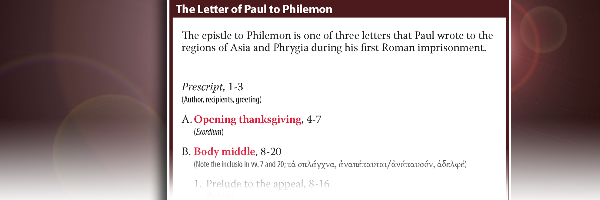 Letter of Paul to Philemon Outline